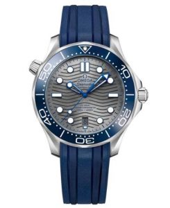 The stainless steel replica Omega Seamaster Diver 300M 210.32.42.20.06.001 watches have blue rubber straps.