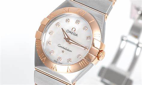The female fake watch has diamond hour marks.